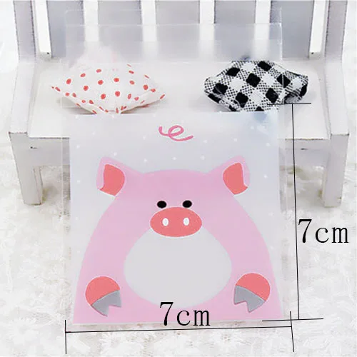 7x7cm pig 100 шт мультфильм животных самоклеящийся клейкий пластиковый пакет канцелярские сумки для хранения детский подарок 7x7 см пластиковый конверт офисные школьные принадлежности - Цвет: 7x7cm pig
