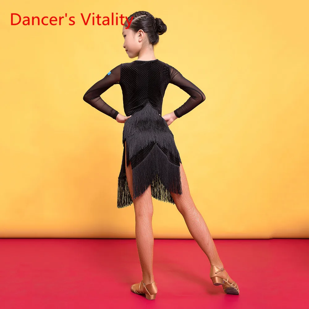 Детская одежда для выступлений и латиноамериканских танцев осенне зимнее платье