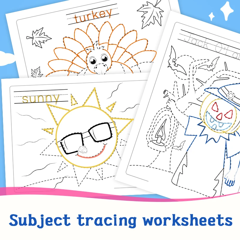 子供のための落書きの塗り絵 12のテーマ トレーシング ワークシート 学習 英語 教育ゲーム Aliexpress