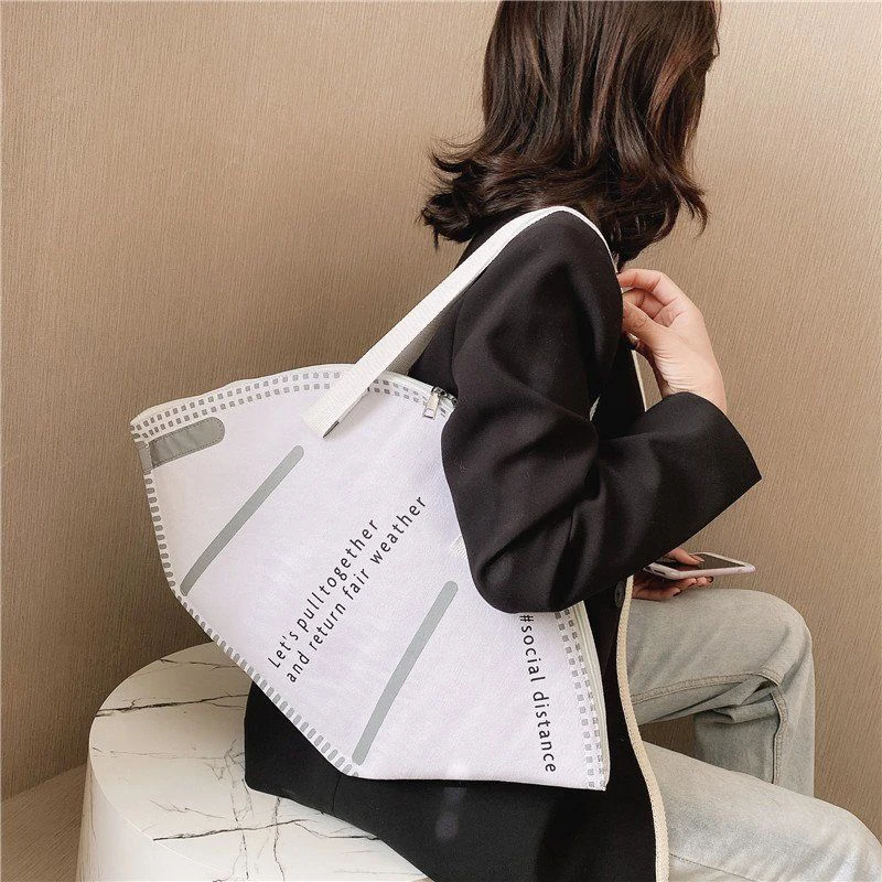 Bolso de compras para mascarilla grande para mujer, bolso de lona,  almacenamiento para el hogar, bolso de lujo, novedad|Bolsas de  almacenamiento| - AliExpress