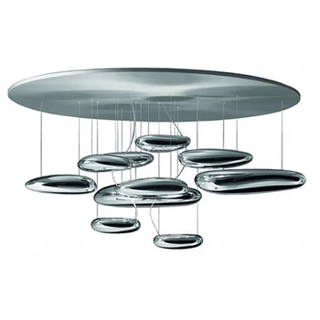 

Modern Nordic Pendant Lights Silver Bar Stair Living Dining Room Glass Shade Metal Plate Pendant Lamp Fixtures Art Decoration AC