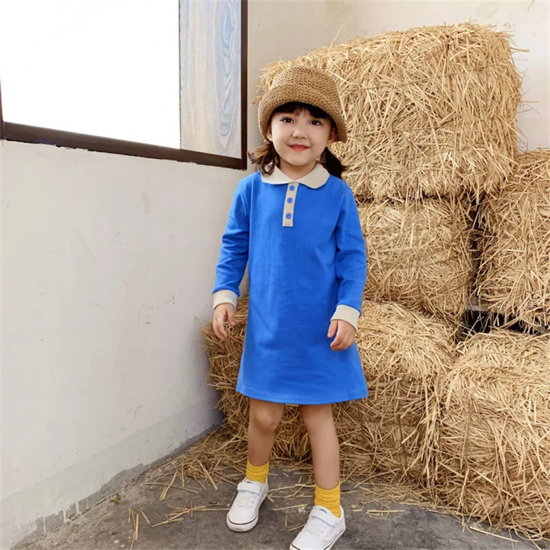 

Mihkalev Preppy Style kids clothes girls long sleeve dress for children autumn clothing 2-8year baby girl A-line clothes
