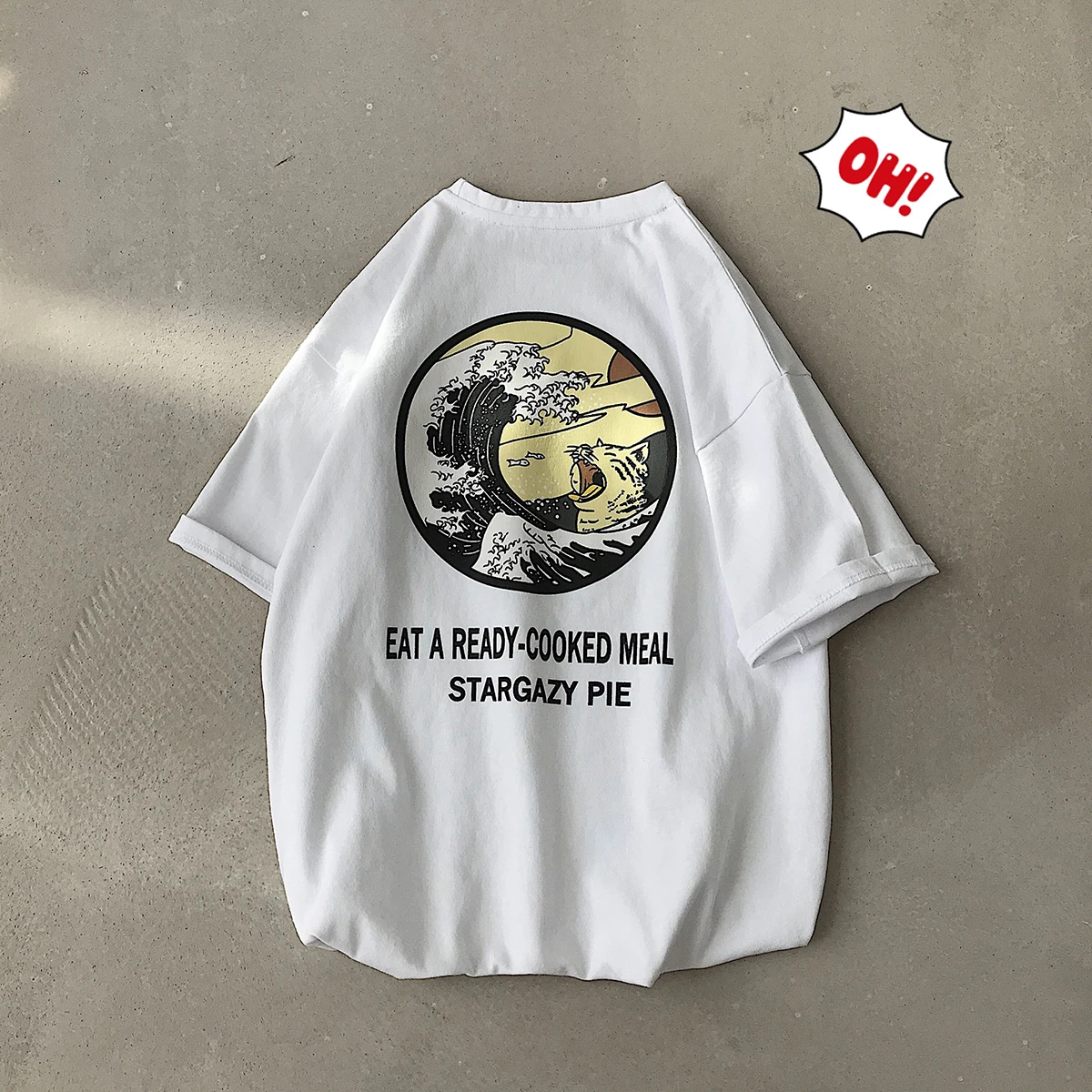 

2020 Spring Summer Hip Hop T Shirt Fashion Japanese Ukiyo Cat Wave Printed tshirt DJ T-Shirts