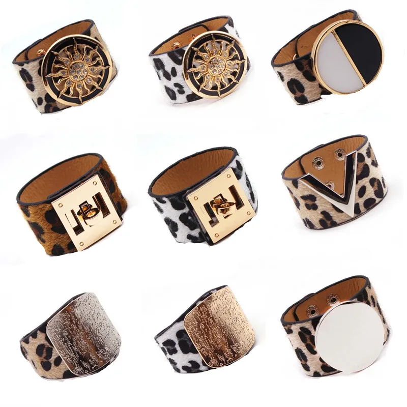 Fashion Leopard Charm Bracelets For Women gift Simple All-Match V Word Wide Cuff Bracelet Women 2019New Jewelry 30 styles luxury