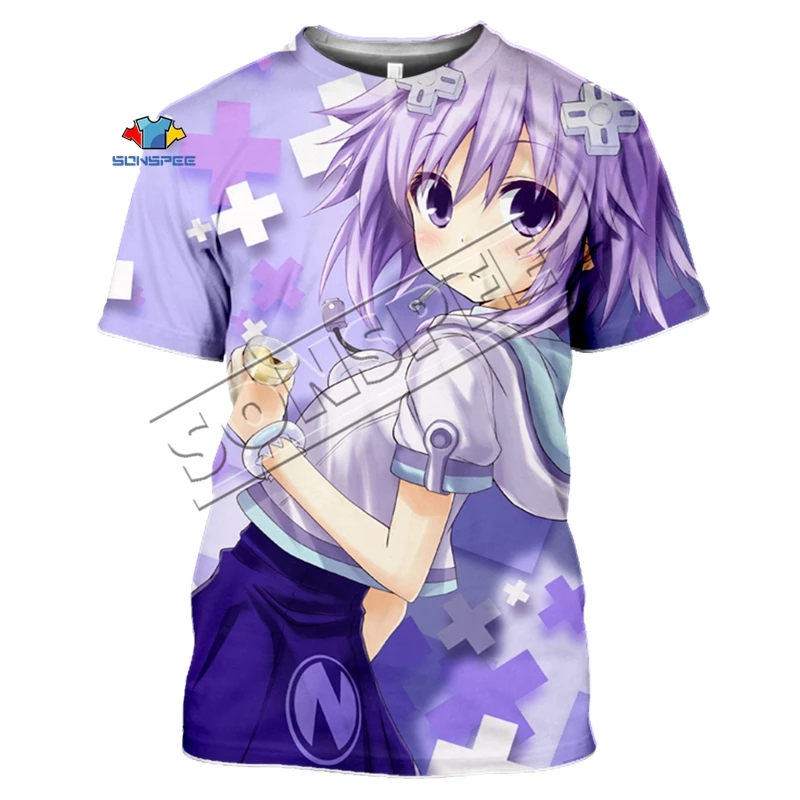 Футболка унисекс с 3D-принтом аниме Нептун Hyperdimension Neptunia Noire футболка для девочек