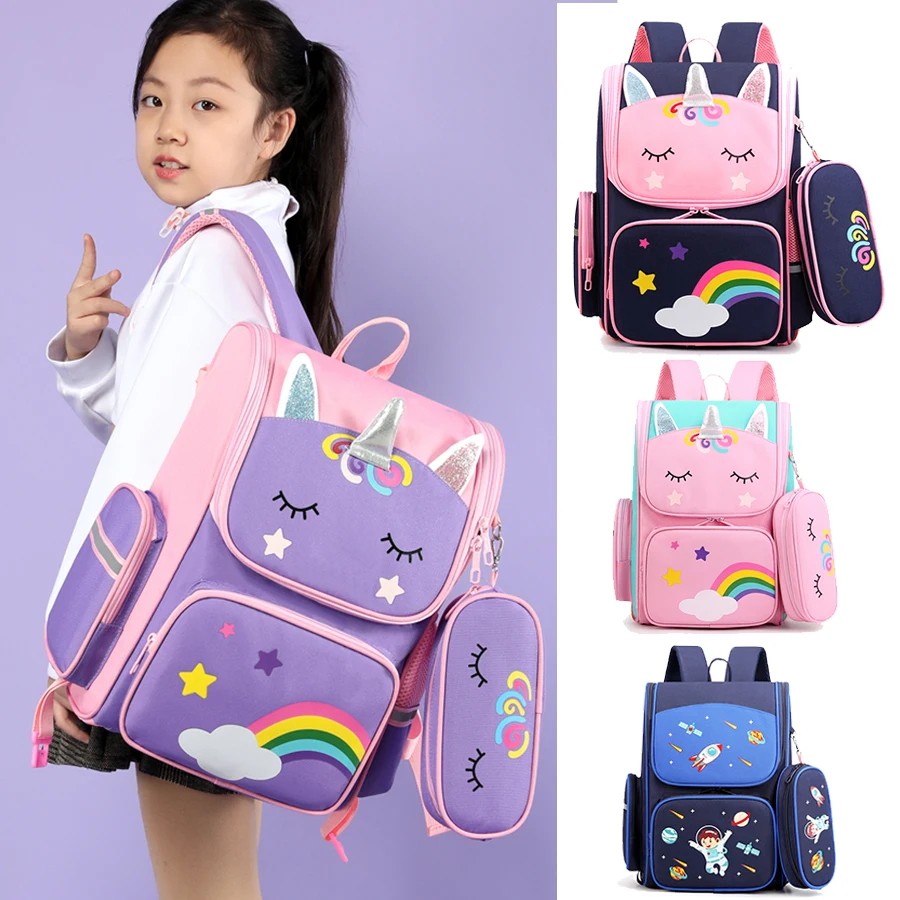 Discount School-Bags Unicorn Primary Girls Sweet Kids Cartoon Children Waterproof Big 3D Lightweight zWzKEMJd0wZ