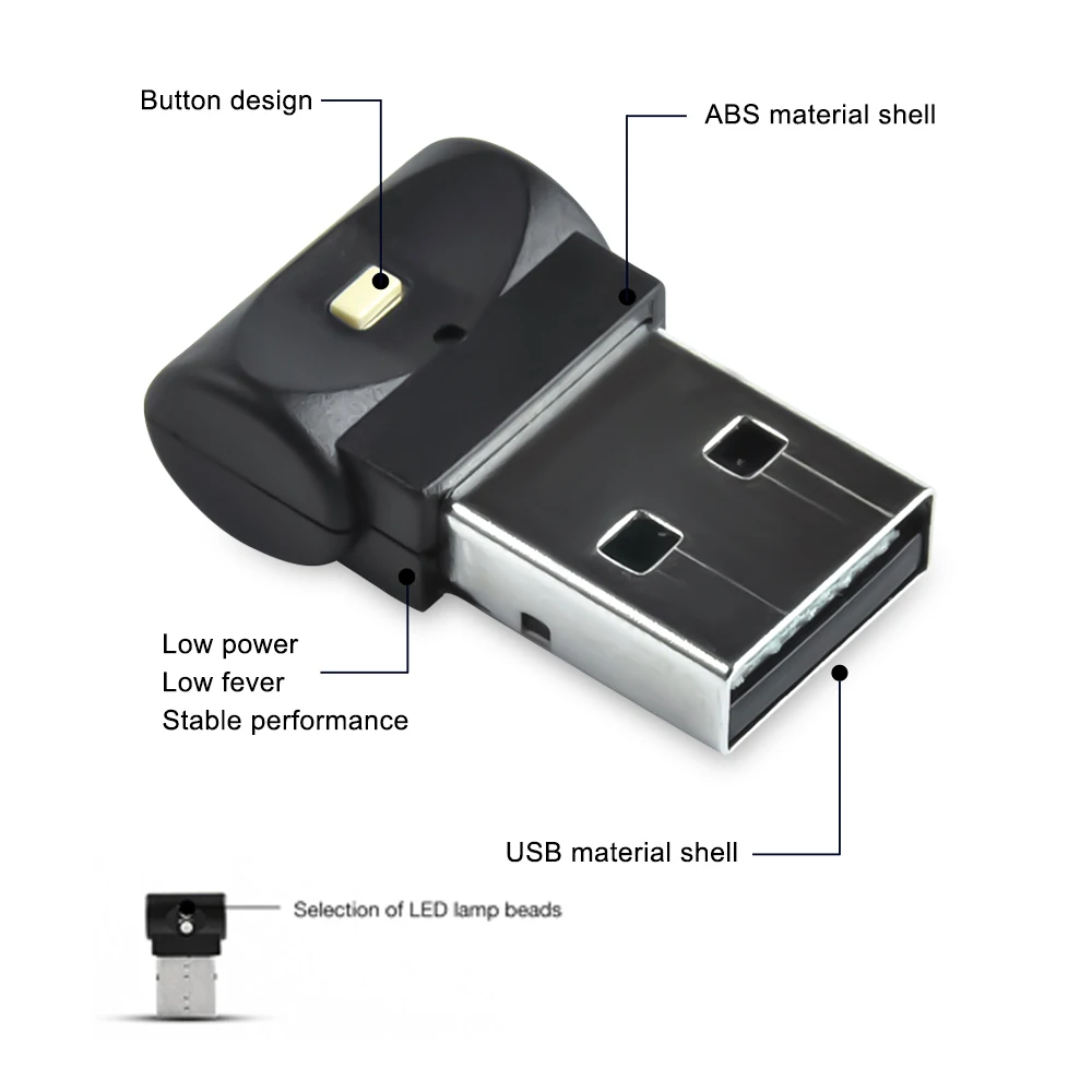 Visual Effect Lighting USB Auto Auto Accessories Computer Gear color: 1PC|2PCS