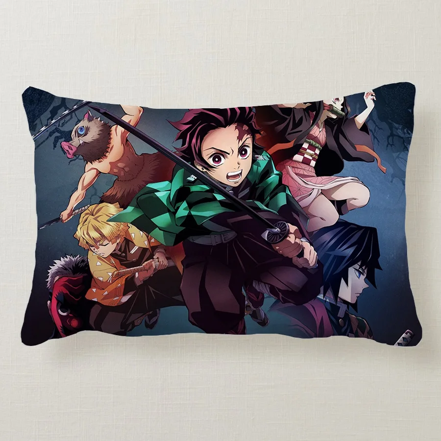 50CM No pillow core Demon Slayer Kimetsu no Yaiba Kamado Tanjirou Nezuko Printed Pillows Cover Soft Pillow case Gift Sofa