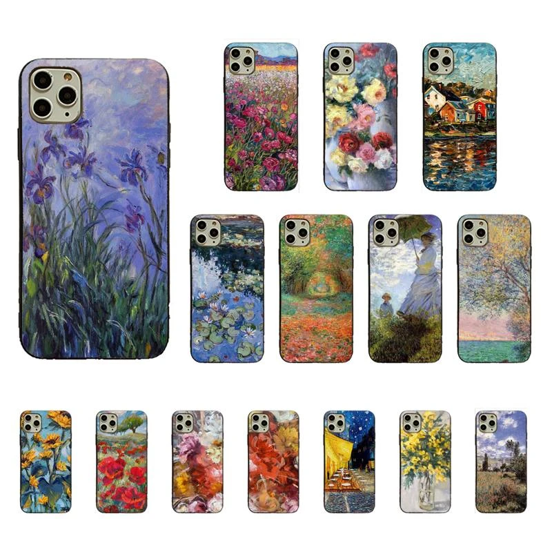 iphone 12 leather case Monet Oil Painting Sunflower Luxury Soft Phone Case for iphone 13 11 12 proMAX 8 7 6 6S Plus X XS MAX 5 5S SE XR Fundas Capa phone cases for iphone 12