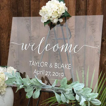 

Wedding Sign Vinyl Sticker Decal for Wedding Welcome Sign French Bienvenue Au Mariage De Wooden Decals Custom Names