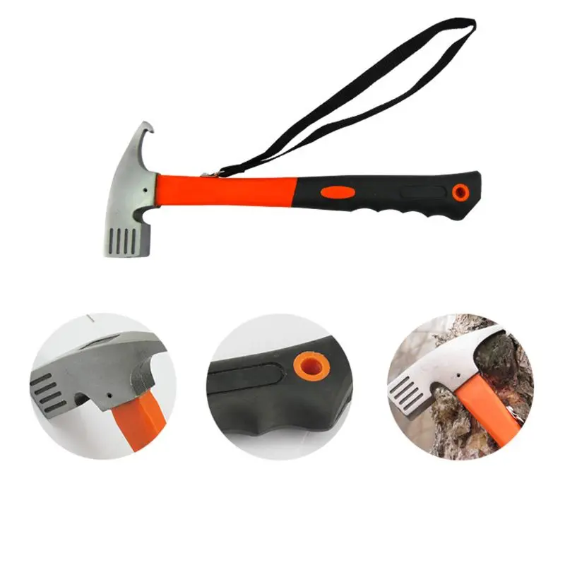 

Portable Steel Outdoor Camping Hammer Tent Awning Stake Nail Puller Remover Multifunctional Tool Y51D