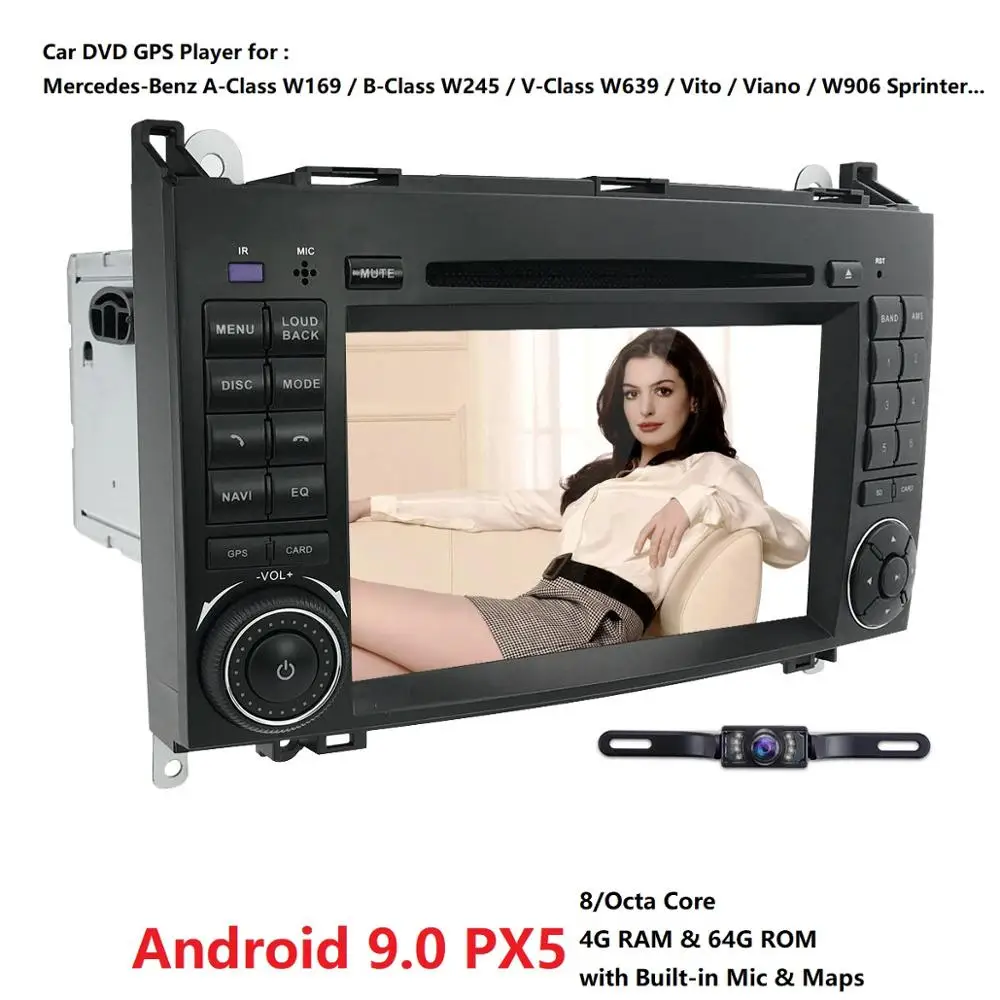 Sale PX5 Android 9.0 8Octa Core 4G RAM 64G ROM GPS Navi 7" Car DVD Multimedia for Benz A W169/B W245/B200/Viano/Vito/W906 with Radio 5
