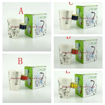 

60pcs/lot Creative Music Violin Style Guitar Ceramic Mug Coffee Tea Milk Stave Cups with Handle Coffee Mug Novelty Gifts