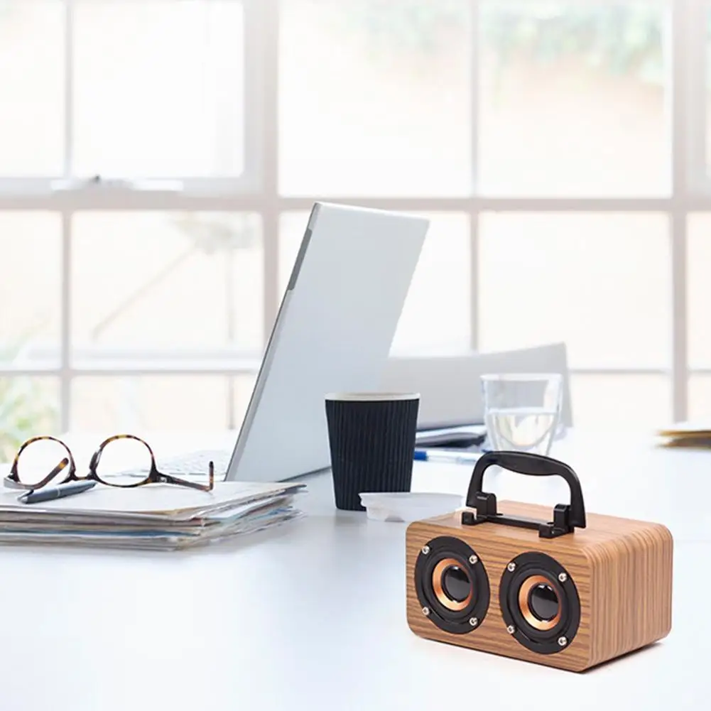 

1800mA Retro Wooden Bluetooth Speaker Wireless Mini Minimalism Portable Speaker Speaker Phone Bluetooth Holder USB Recharge S7G4