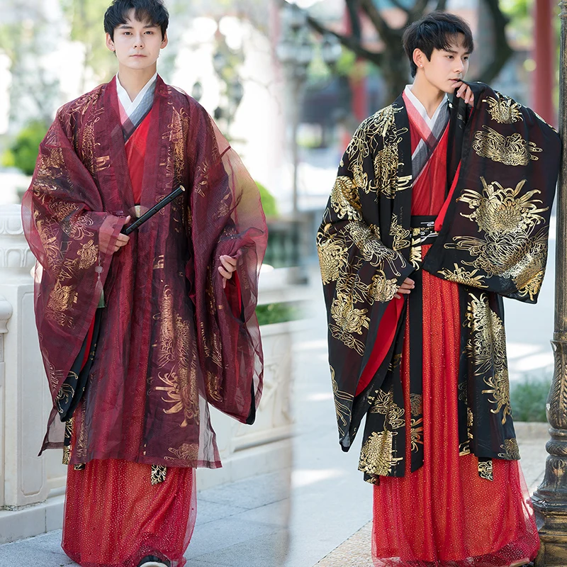 

Ancient Chinese National Costumes Hanfu Festival Stage Performance Folk Dance Dress Embroidery Outfit Adult Men Women DNV12448