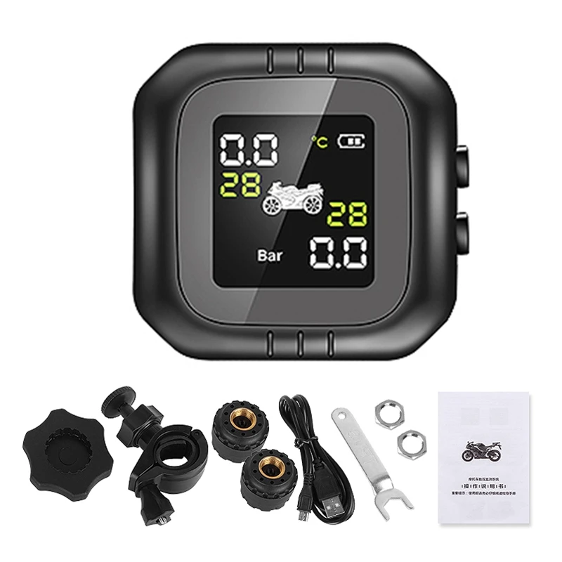 Motorcycle Tire Pressure Monitoring System Temperature Alarm Waterproof Cordless TPMS External Sensor|Tire Pressure Monitor Systems| - AliExpress