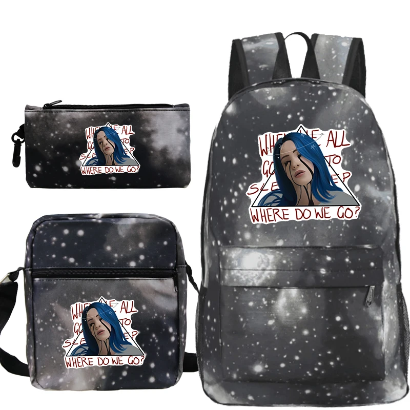 Billie Eilish bag 9 Billie Eilish 3 шт./компл. школьные сумки для подростков, для мальчиков и девочек, рюкзак Для женщин Для мужчин Billie Eilish Mochila Рюкзаки+ ручка сумки - Цвет: Billie Eilish bag 9