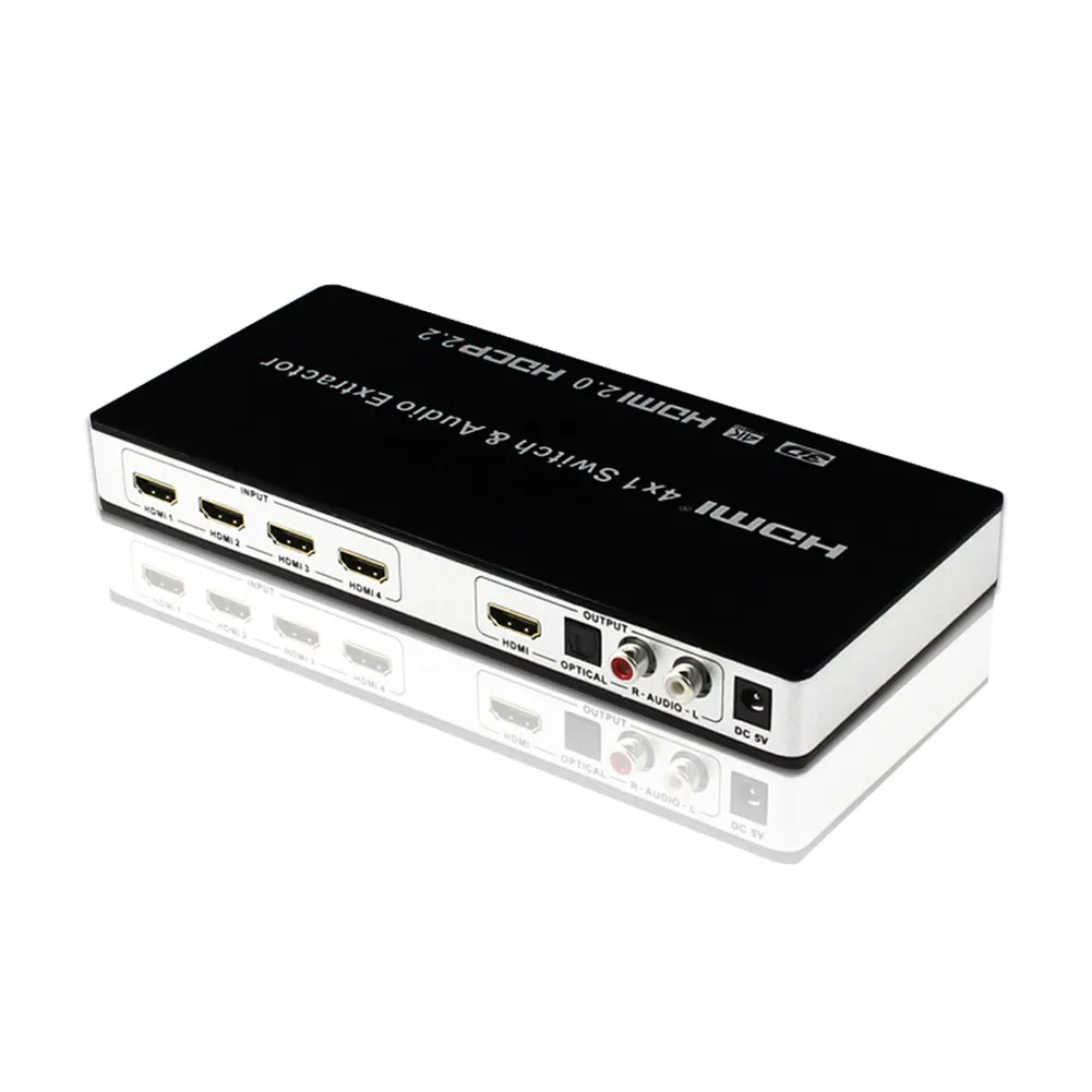 4-портовый HDMI 2,0 переключатель 4x1 с инфракрасным пультом дистанционного управления 60 Гц HDCP 2,2 ARC 3D HDMI коммутатор+ оптический Toslink L/R аудио экстрактор