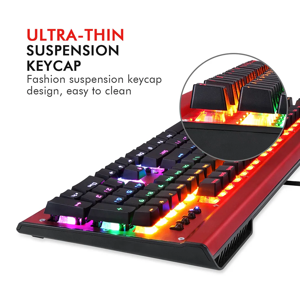 EasySMX SI-2029 Mechanical Keyboard LED Customizable Backlight 50 Million Keystrokes Life 104 Key N-Key Rollover For PC Gamers