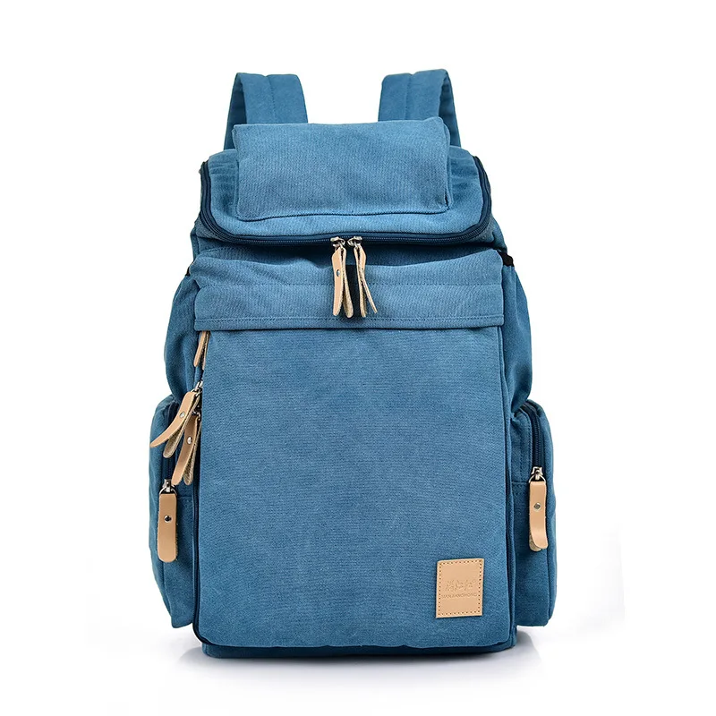 Blue L Сумка для активного отдыха и походов, корейский стиль, мужской рюкзак, винтажный женский холщовый рюкзак, большая Вместительная дорожная сумка, водонепроницаемый рюкзак - Цвет: Blue L