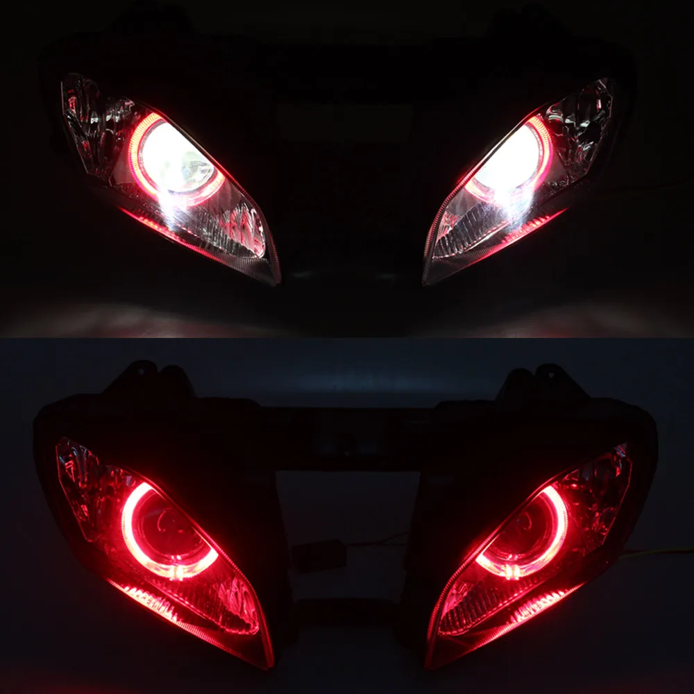 Custom Headlight HID Projector Conversion Headlamp LED Red Angel Eyes Assembly For Yamaha YZF R6 lighting Accessories 2008-2015 |
