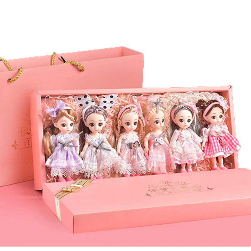 

1 Box 6pcs/set 16cm 13 Movable Jointed Dolls Toys Mini Baby Doll DIY Makeup ob11 bjd Dolls Toy for Girls Gift with Box