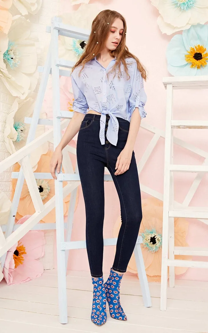 Vero Moda женские облегающие Стрейчевые джинсы с высокой посадкой и декоративными пуговицами с начесом | 319349555