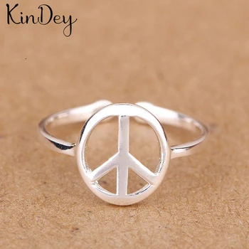 

Kindey Personality Silver Color Peace Sign Rings For Women Bridal Wedding Jewelry Adjustable Size Finger Rings
