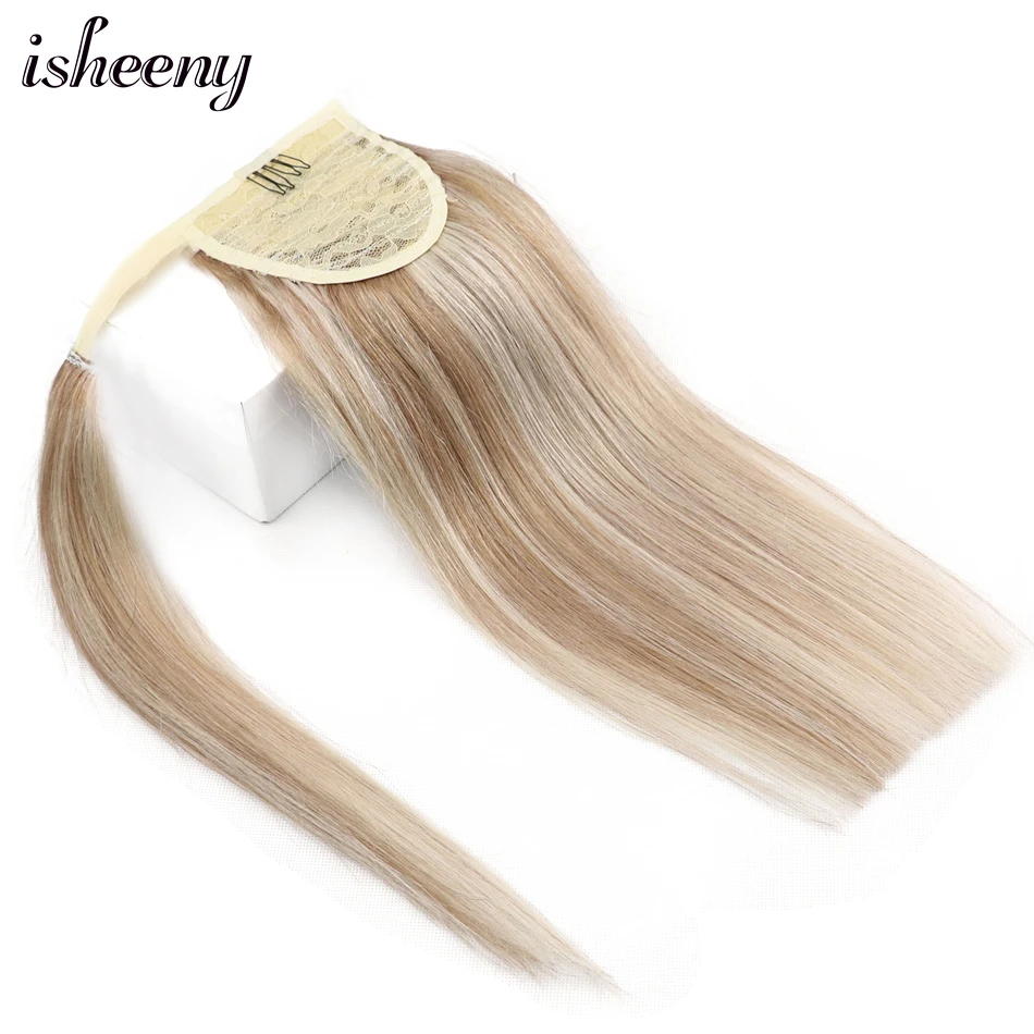 Isheeny конский хвост Remy человеческие волосы 14 &quot18&quot 22 &quot прямые прически зажим для