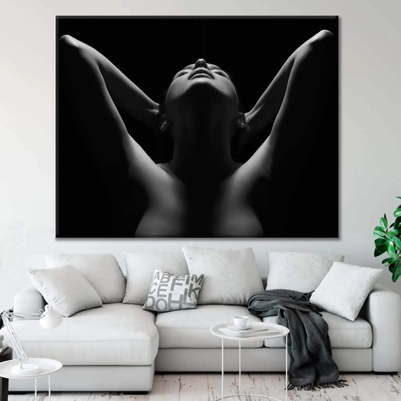 Sensual Art Print, Erotic Nudity Wall Art, Sexy Wall Print, Erotic Nude Canvas, Sexy Body Decor, Nude Woman, Black And White - Painting and Calligraphy