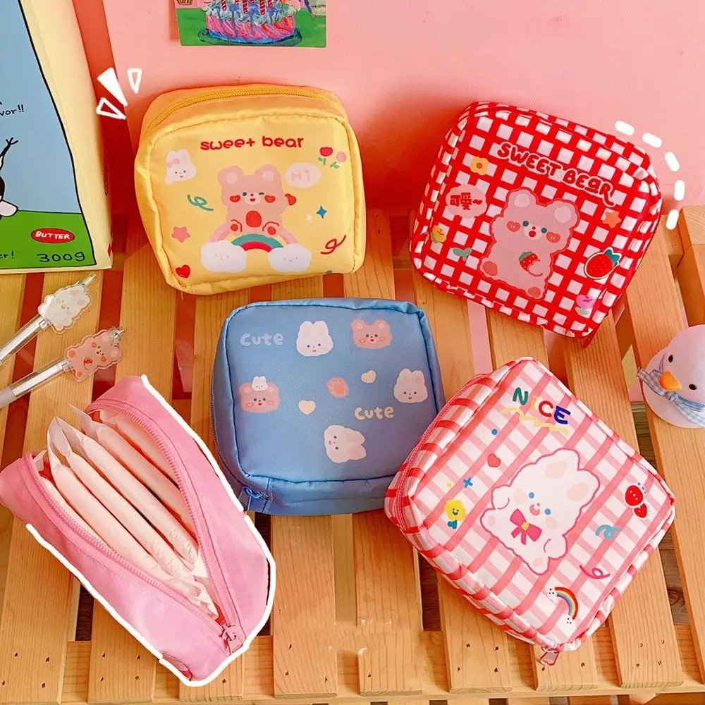 1Pcs Waterproof Sanitary Pads Pouch Tampon Napkin Storage Bag Coin Purse Bag Travel Makeup Lipstick Kawaii Data Cables Organizer