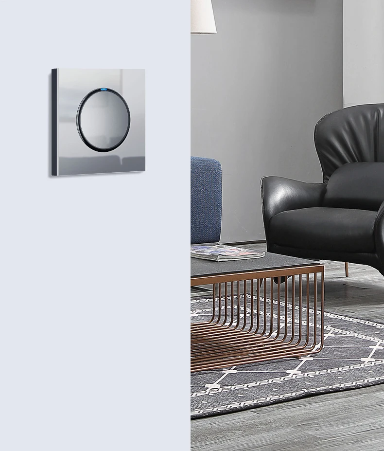 Wallpad L6 тройной 3 Gang Schuko EU Plug Мощность розетка со штифтовым соединением, с серый закаленное Стекло Панель 258*86 мм