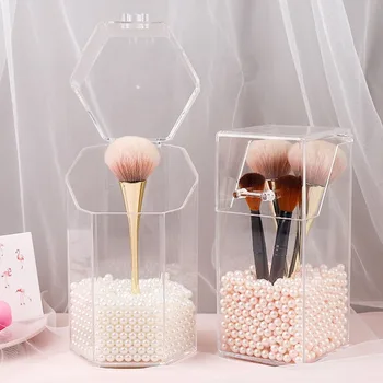 

Multi-style PS Acrylic Makeup Cosmetic Holder Makeup Tools Storage Pearls Box Brush Accessory Organizer Box with Cover ZM827