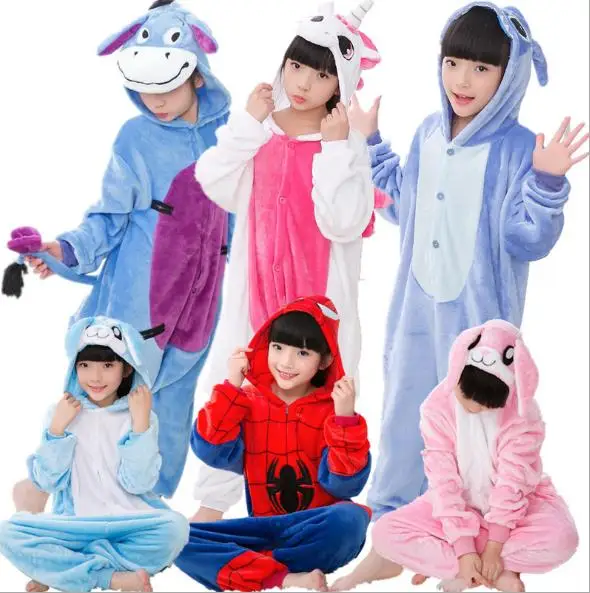 

Winter Christmas Child Unicorn Pajamas Stitch Panda Onesie Pajamas For Boys Girls Animal Sleepwear Flannel Pyjamas Kids Pijama