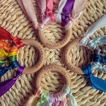 Anillo de cinta de madera de haya, cometa de mano de arco iris, juguetes Montessori, materiales sensoriales para bebés, regalo para niños, aprendizaje de Color A1342H