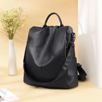 

Kmuysl women's backpack classic black backpack stylish elegant lady bag high quality leather bag waterproof anti-theft backpack