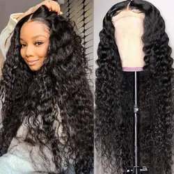 13x4 HD Transparent Full Lace Frontal Wigs For Women Deep Wave 30Inch Brazilian Curly 4x4 Lace Front Human Hair Wigs PrePlucked