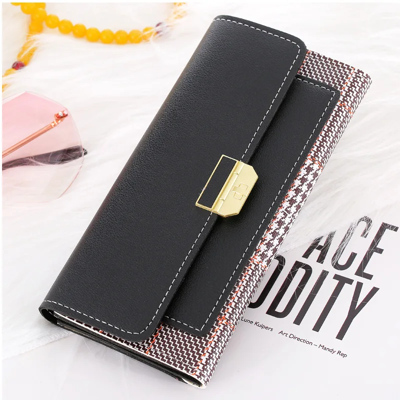

Long PU Leather Plaid Purse Clutches Wallet 2019 New Luxury Wallet Women Bags Designer Purse Clutches Wallet for Women Phone Bag