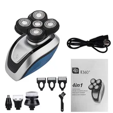 4 в 1 перезаряжаемая электробритва, бритва с пятью плавающими головками, машинка для стрижки волос, триммер для волос в носу и ушах, Мужская щетка для чистки лица