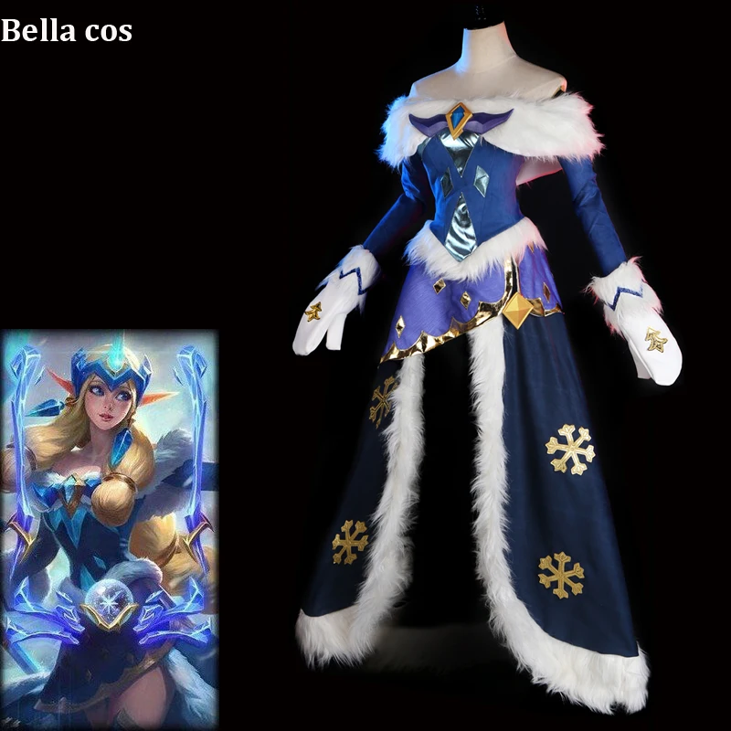 Размер на заказ LOL зимний костюм для косплея miracle Snow Soraka женское платье Униформа