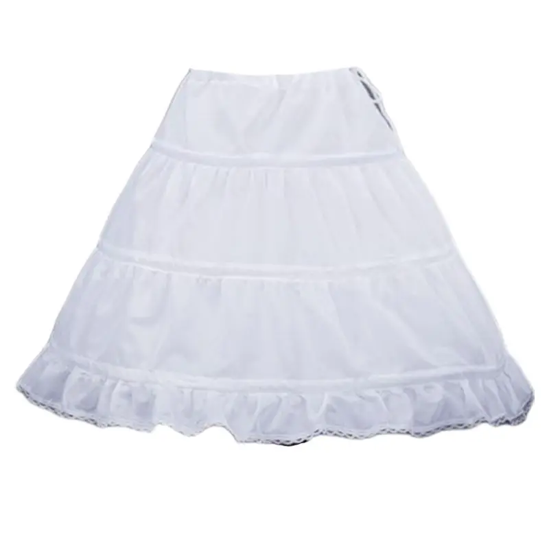 

Flower Girls 3 Hoop Petticoat Tutu Skirt Wedding Dress Performance Ruffles Lace Trim Single Layer Crinoline Half Slip Underskirt