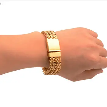 

Hot Sale Sporty Bracelet Chain Polished Stainless Steel Charming Gold Figaro Cuban Curb Link Chain Mens WomensBracelet Bangle