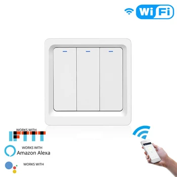 

WIFI EU Plug Smart Light Lamp Switch Panel Mobile Phone Voice APP Remote Control EU Plug 1Button/2Button/3Button