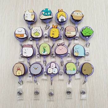 

1 Pcs cartoon animals Retractable Badge Reel Bus card nurse ID Name Card High quality silicone Badge Holder 2019 Office Supplies