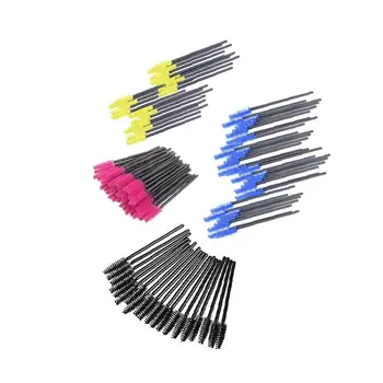 

200 PCS Disposable Eyelash Mascara Brushes Colorful Eye Lash Wands Applicator Beauty Makeup Supplies Black/Yellow/Blue/Rose Red