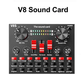 

V8 Karaoke Players Audio USB External Sound Card Headset Microphone Webcast Personal Entertainment Streamer Live Broadcast