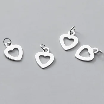 

2pcs 925 Sterling Silver Sweet Heart Dangler Charms Entire S925 Silver Fancy Women Necklace Hearts Pendants DIY Jewelry Findings