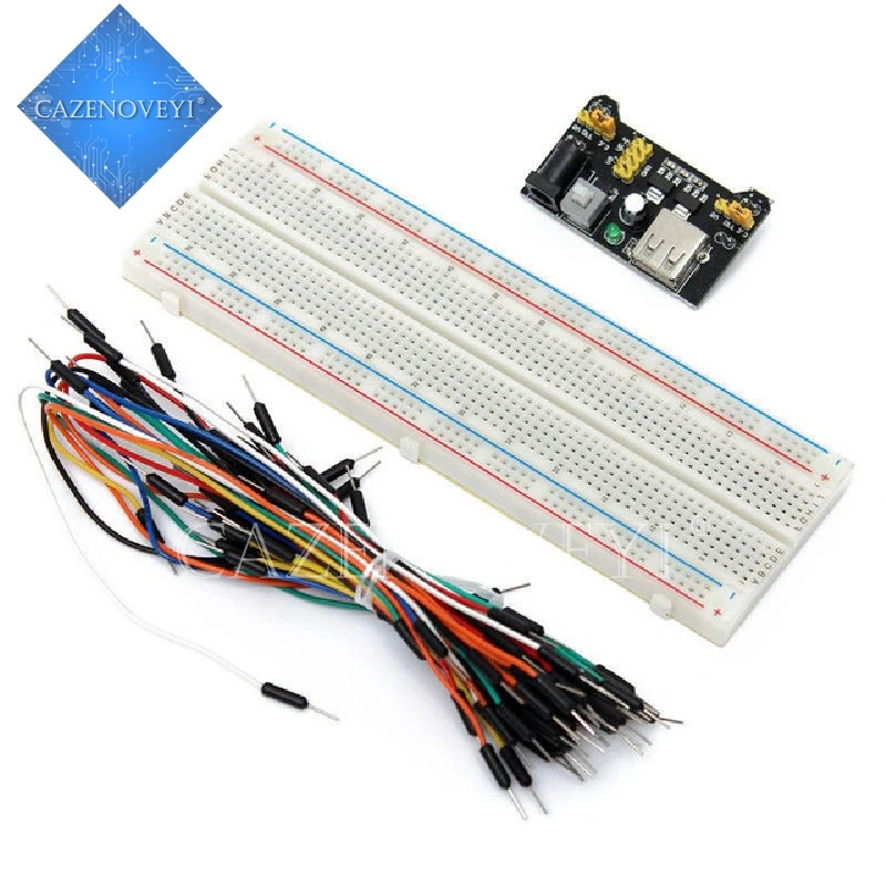 1 Pz / Lotto Mb102 830 Point Solderless Pcb Breadboard Con 6Jump Cable Wires Starter Kit Disponibile