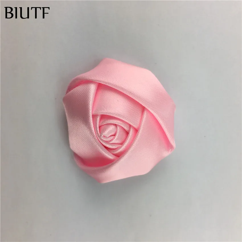 lt pink 10 шт./лот 4 см свернутый атласный цветок бутон розы с зажимом для волос детский головной убор свадебный букет Декор-брошь 40 цветов TH06 - Цвет: lt pink
