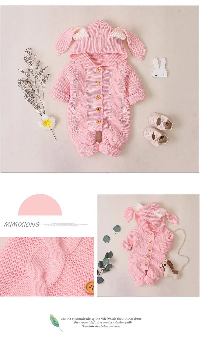 Crianças do Bebê Macacão de Malha com Capuz Roupas de Inverno Gola de Pele do Falso Macacão da Criança Camisola Recém-nascido Menino Menina Quente Infantil Pano 22 Crianças do bebê macacão de malha com